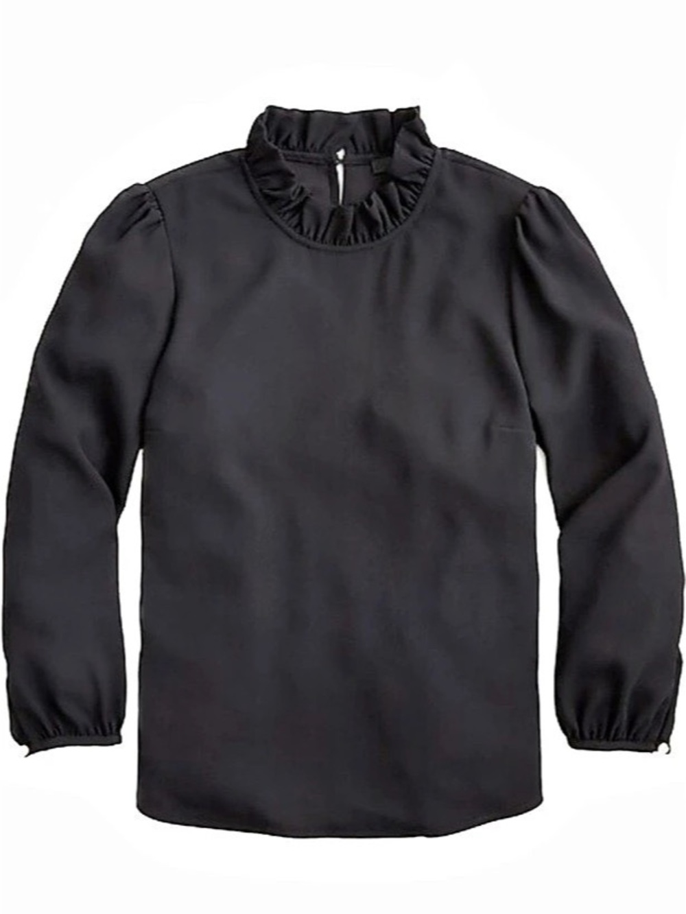 J.Crew Long-sleeve ruffleneck top in 365 crepe Blouse Black XS